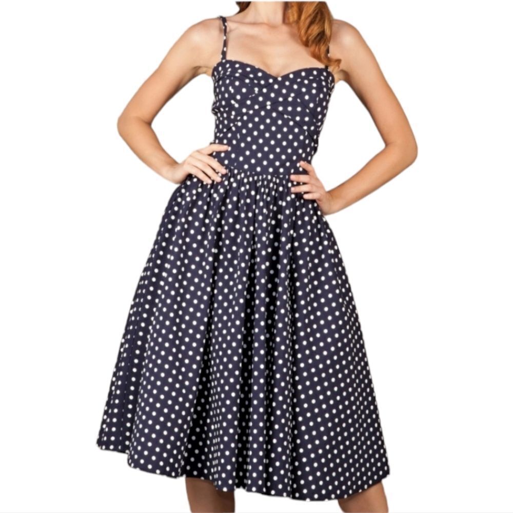 STOP STARING! Amery Retro Vintage Pin-up Style Polka Dot Swing Dress Small